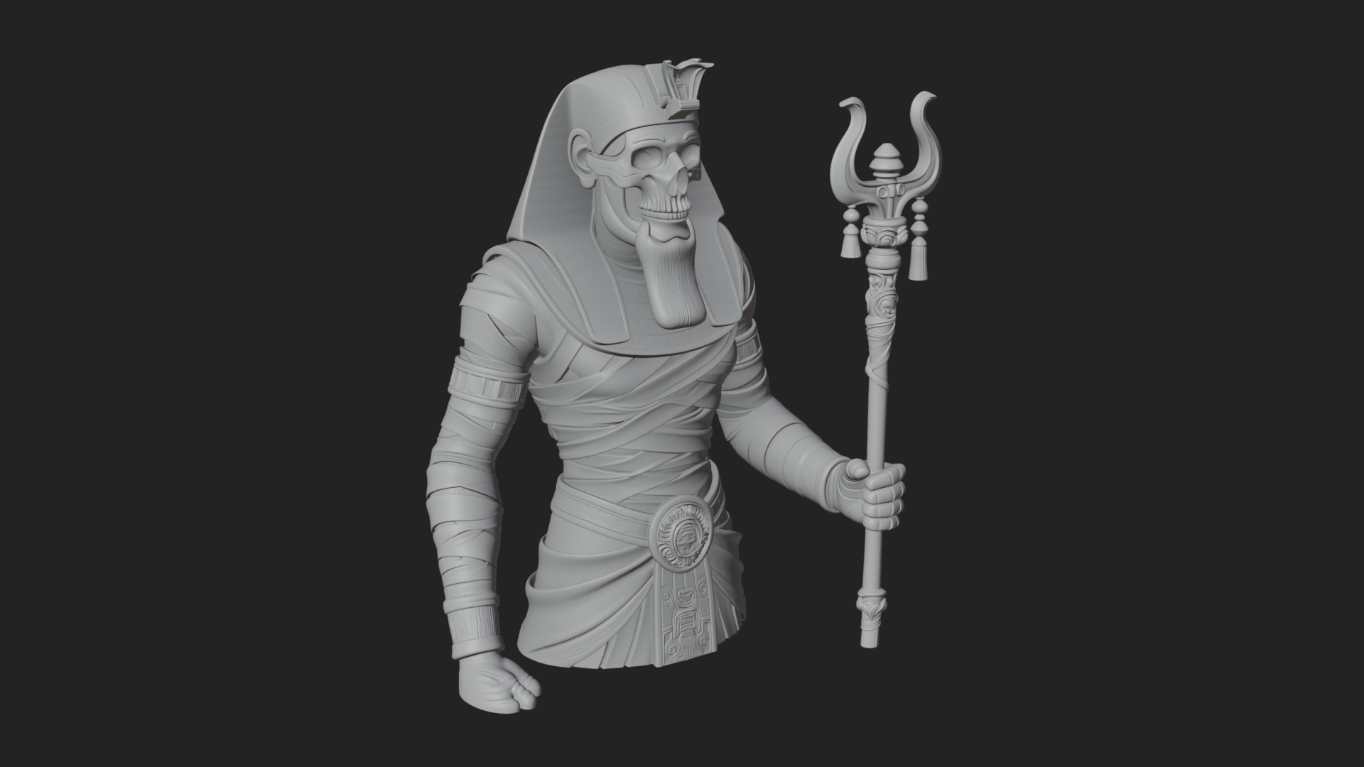 Crowned Mummy Pharaoh Statue Design 4 3D Print Model 3D Model