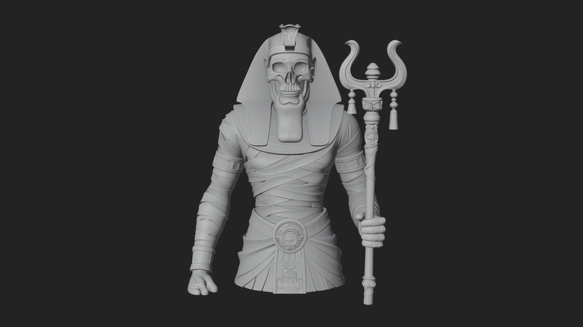 Crowned Mummy Pharaoh Statue Design 4 3D Print Model 3D Model