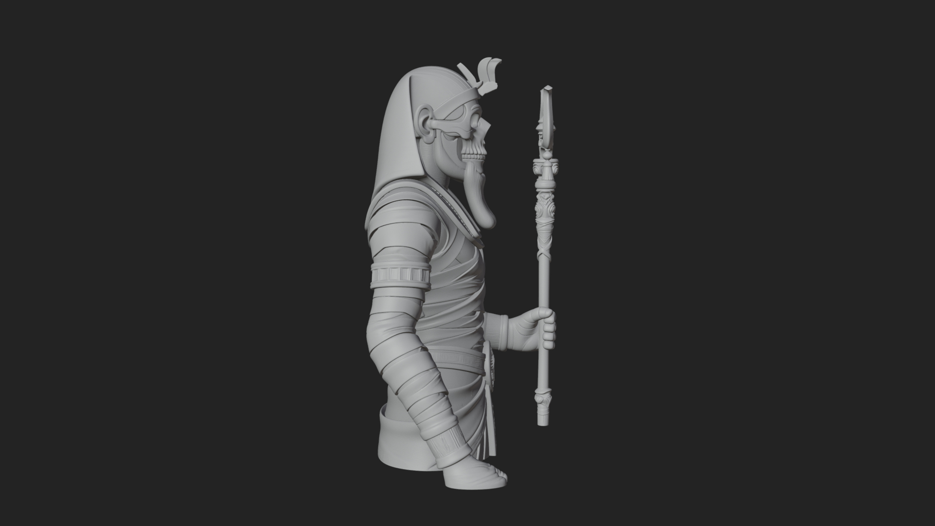 Crowned Mummy Pharaoh Statue Design 4 3D Print Model 3D Model