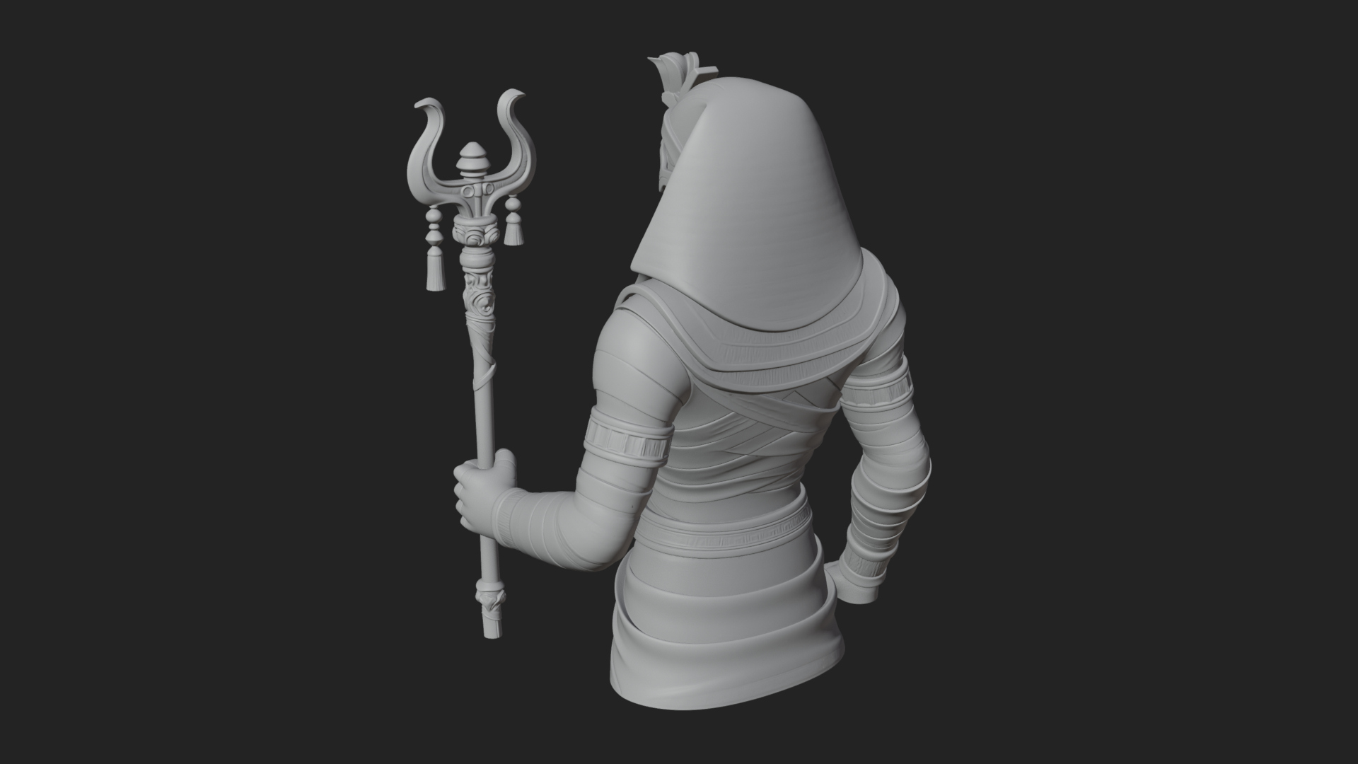 Crowned Mummy Pharaoh Statue Design 4 3D Print Model 3D Model