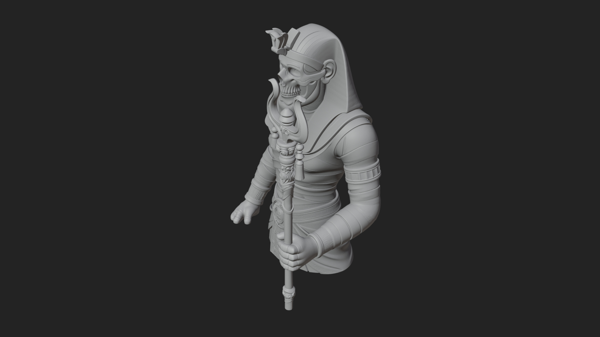 Crowned Mummy Pharaoh Statue Design 4 3D Print Model 3D Model