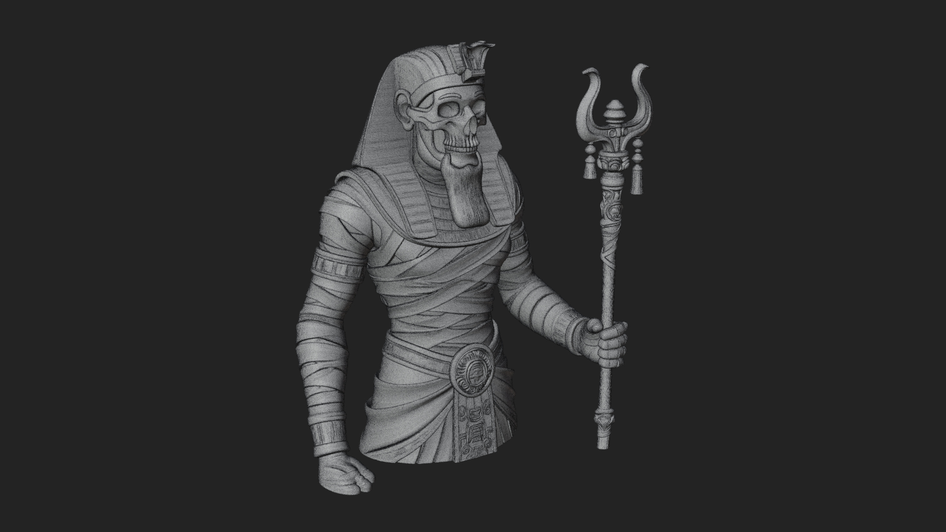 Crowned Mummy Pharaoh Statue Design 4 3D Print Model 3D Model