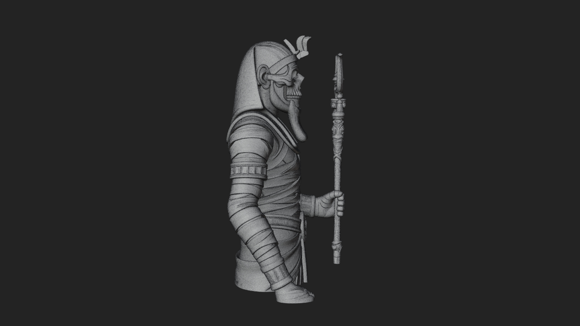 Crowned Mummy Pharaoh Statue Design 4 3D Print Model 3D Model