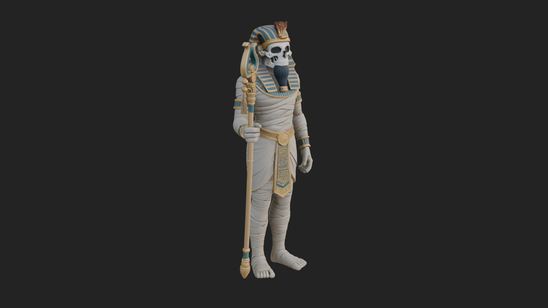 Crowned Mummy Pharaoh Statue Design 5 3D Print Model 3D Model