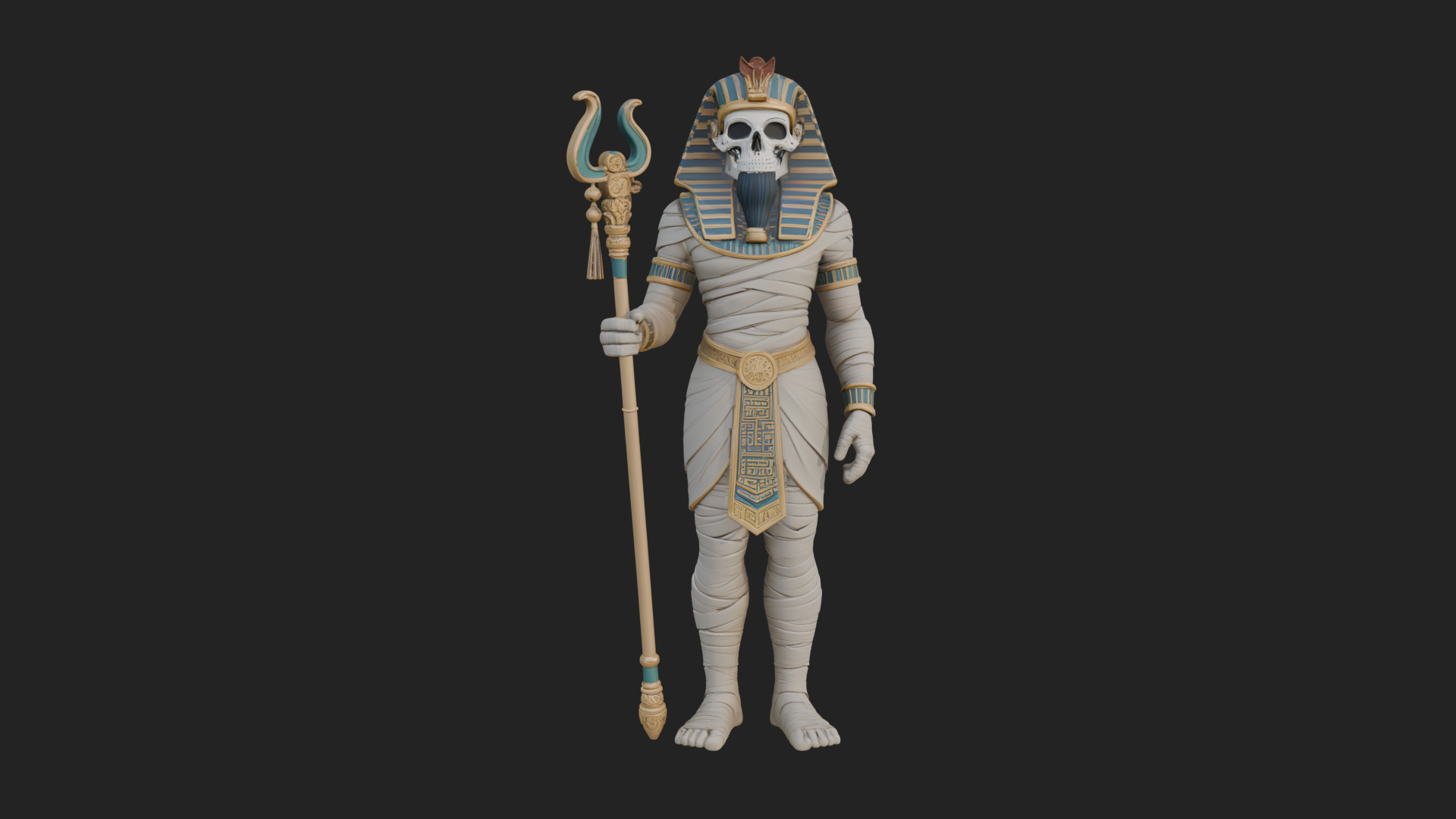 Crowned Mummy Pharaoh Statue Design 5 3D Print Model 3D Model