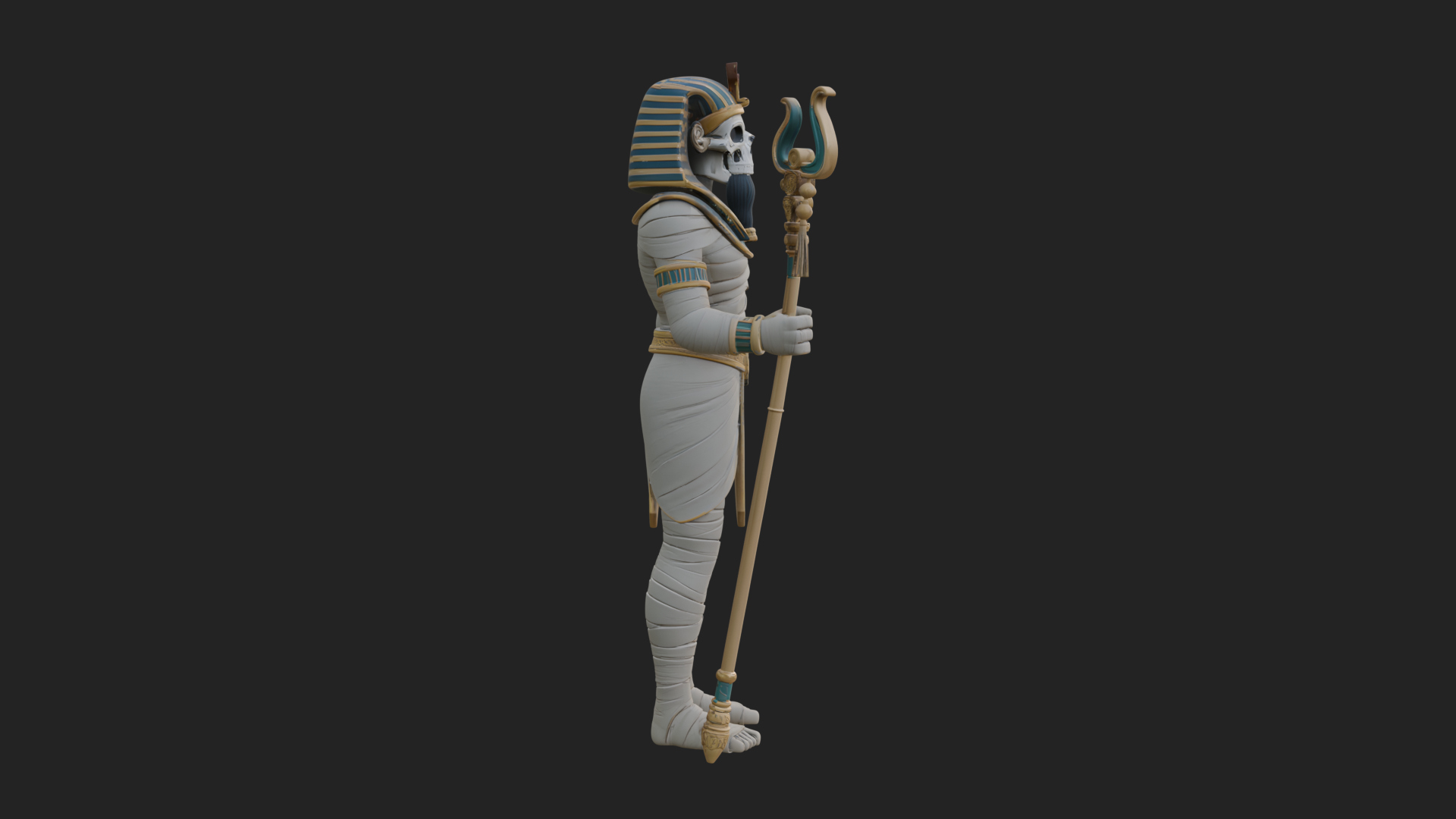 Crowned Mummy Pharaoh Statue Design 5 3D Print Model 3D Model