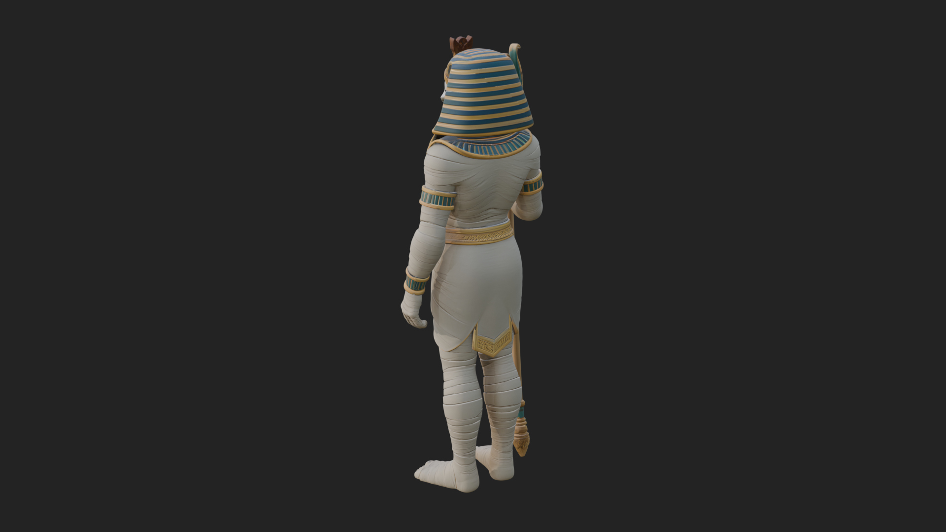 Crowned Mummy Pharaoh Statue Design 5 3D Print Model 3D Model
