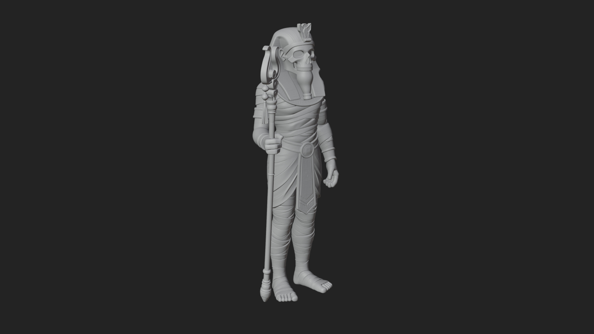 Crowned Mummy Pharaoh Statue Design 5 3D Print Model 3D Model