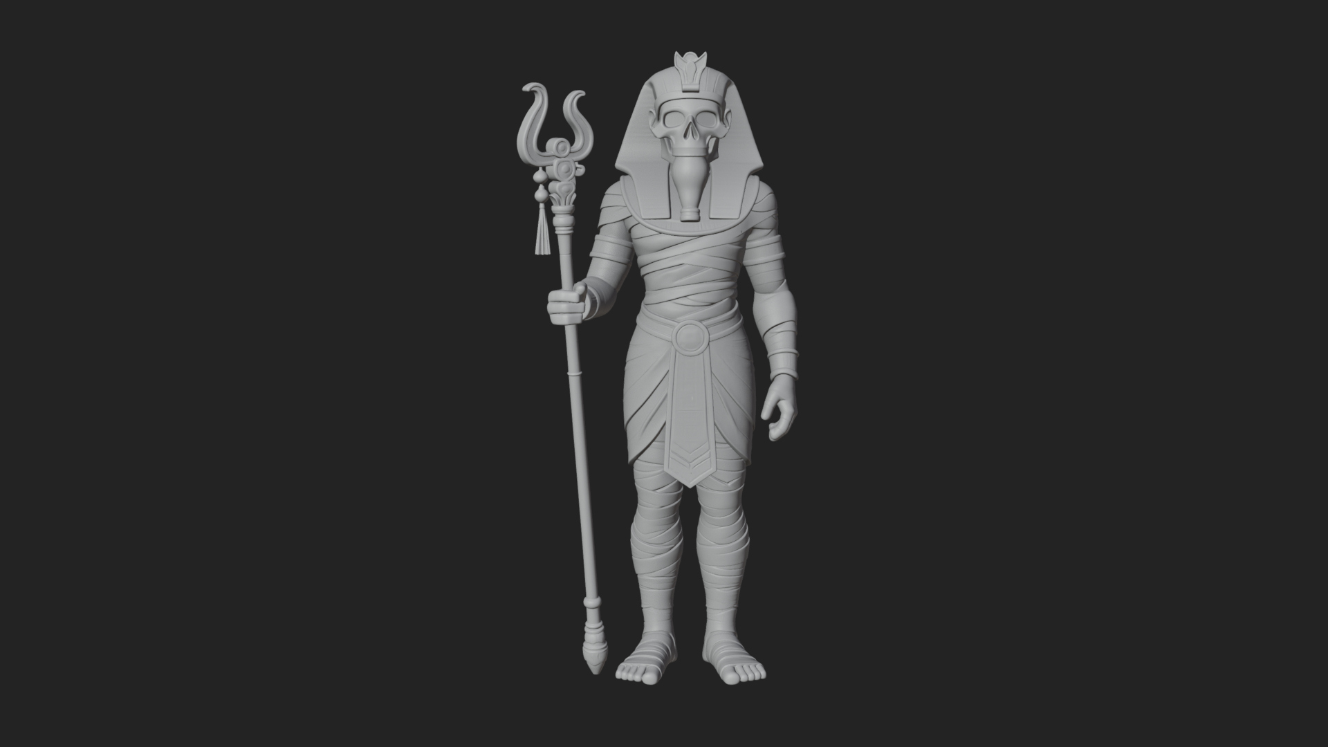 Crowned Mummy Pharaoh Statue Design 5 3D Print Model 3D Model