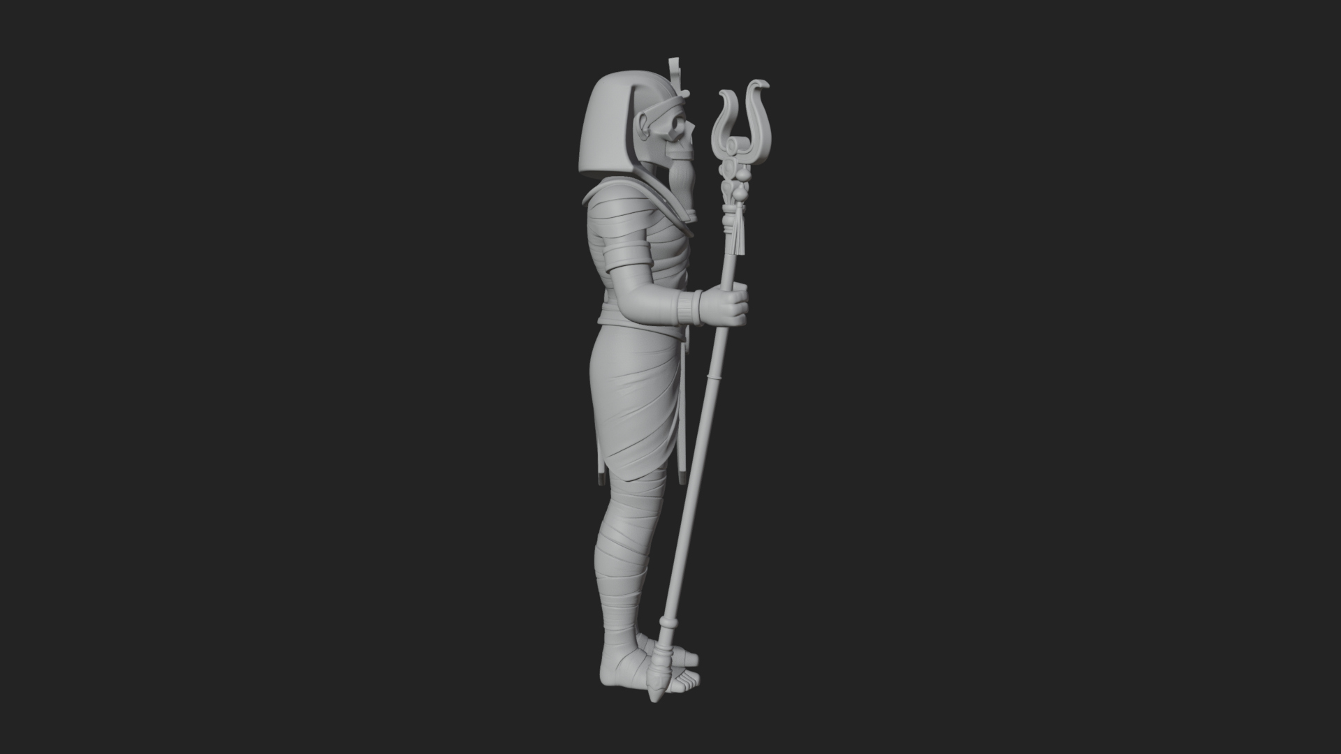 Crowned Mummy Pharaoh Statue Design 5 3D Print Model 3D Model