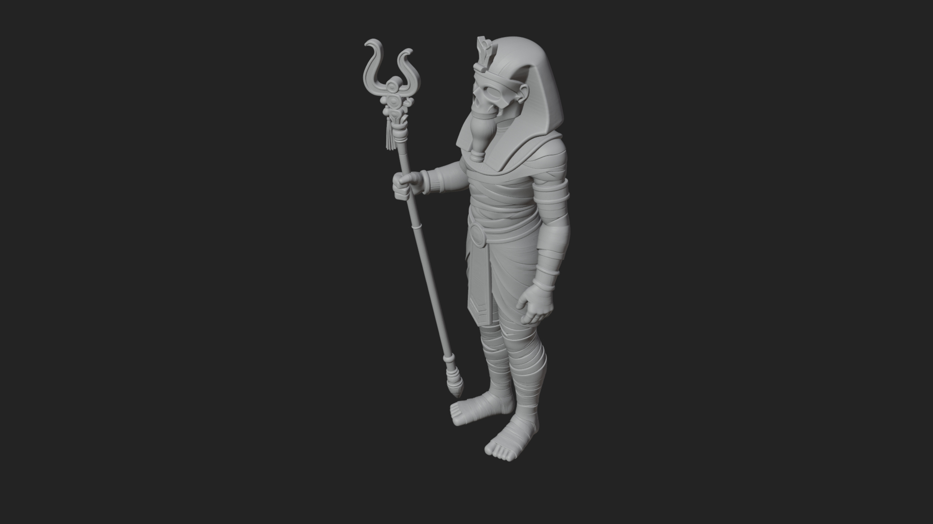Crowned Mummy Pharaoh Statue Design 5 3D Print Model 3D Model