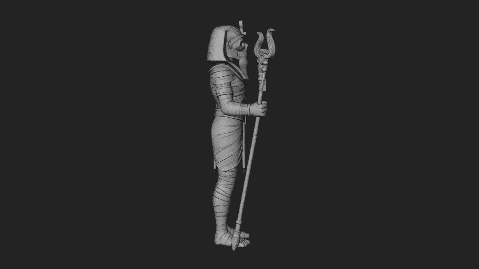 Crowned Mummy Pharaoh Statue Design 5 3D Print Model 3D Model