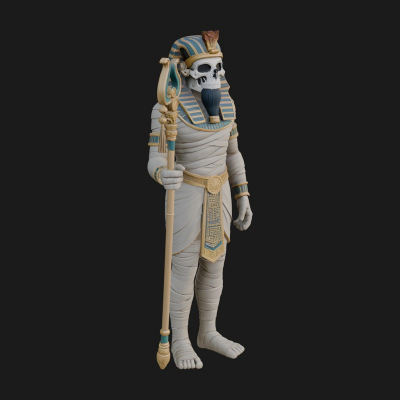 Crowned Mummy Pharaoh Statue Design 5 3D Print Model