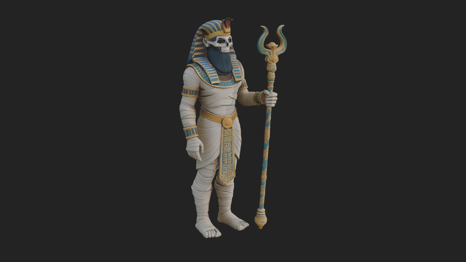 Crowned Mummy Pharaoh Statue Design 6 3D Print Model 3D Model