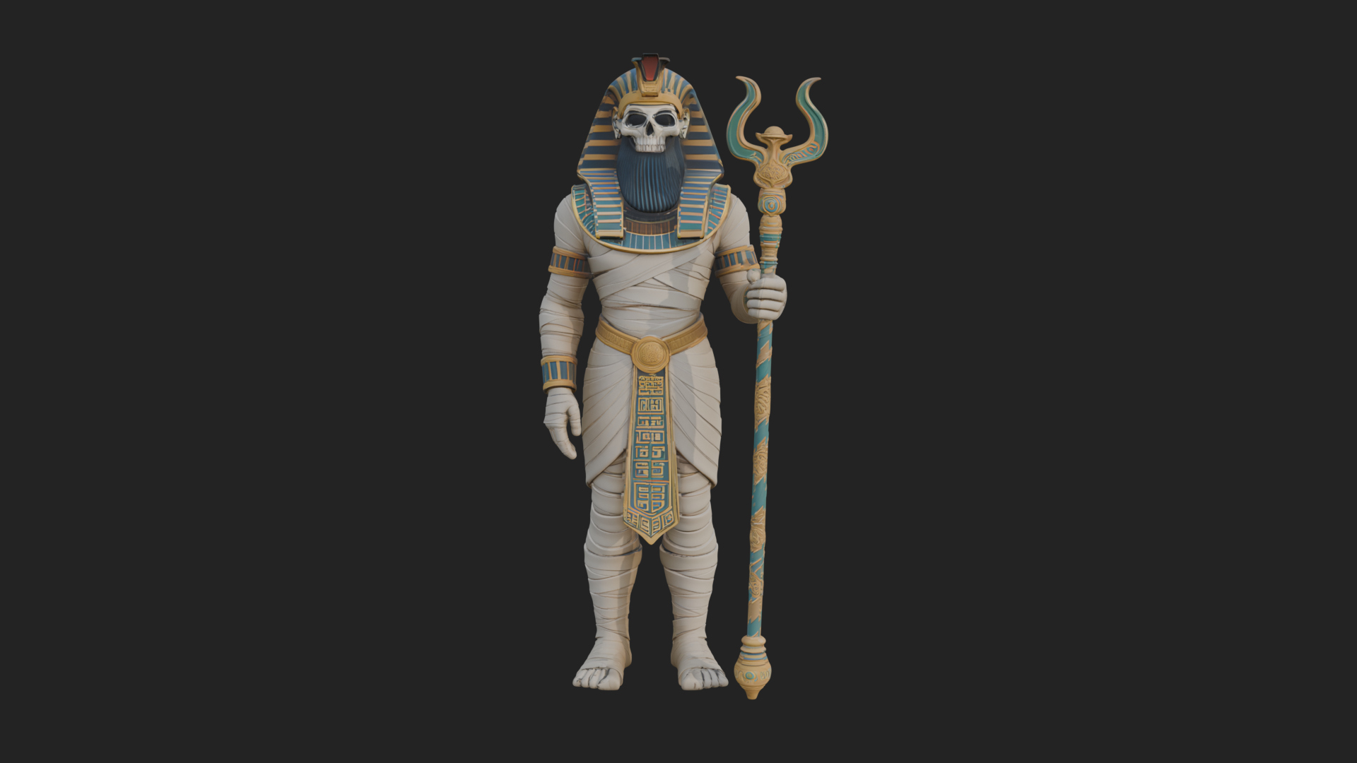 Crowned Mummy Pharaoh Statue Design 6 3D Print Model 3D Model