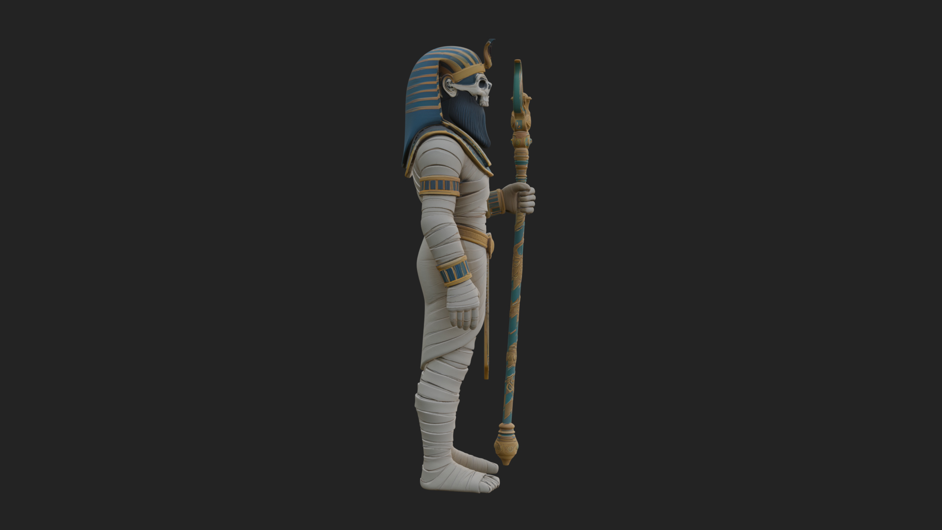 Crowned Mummy Pharaoh Statue Design 6 3D Print Model 3D Model