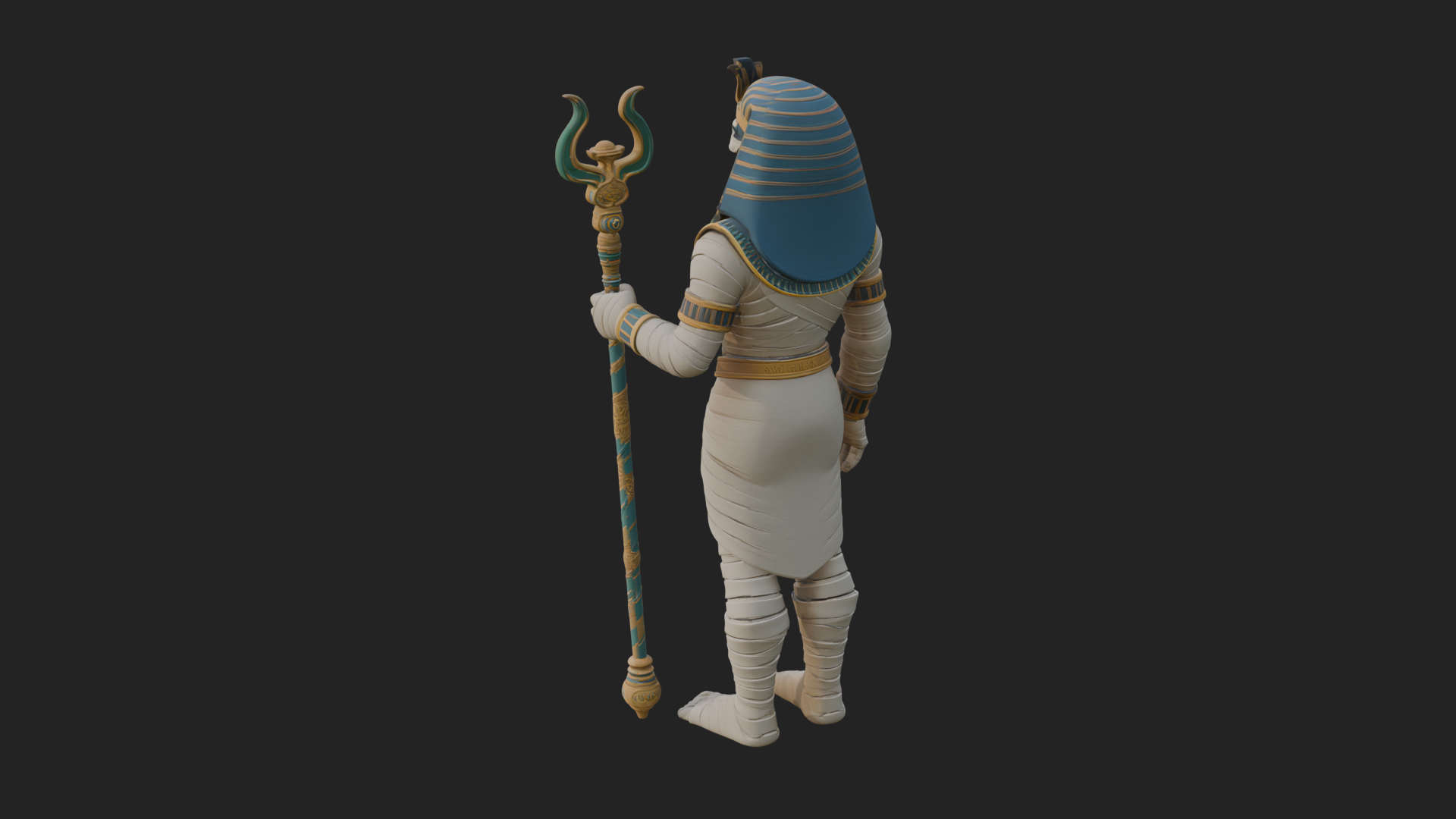 Crowned Mummy Pharaoh Statue Design 6 3D Print Model 3D Model