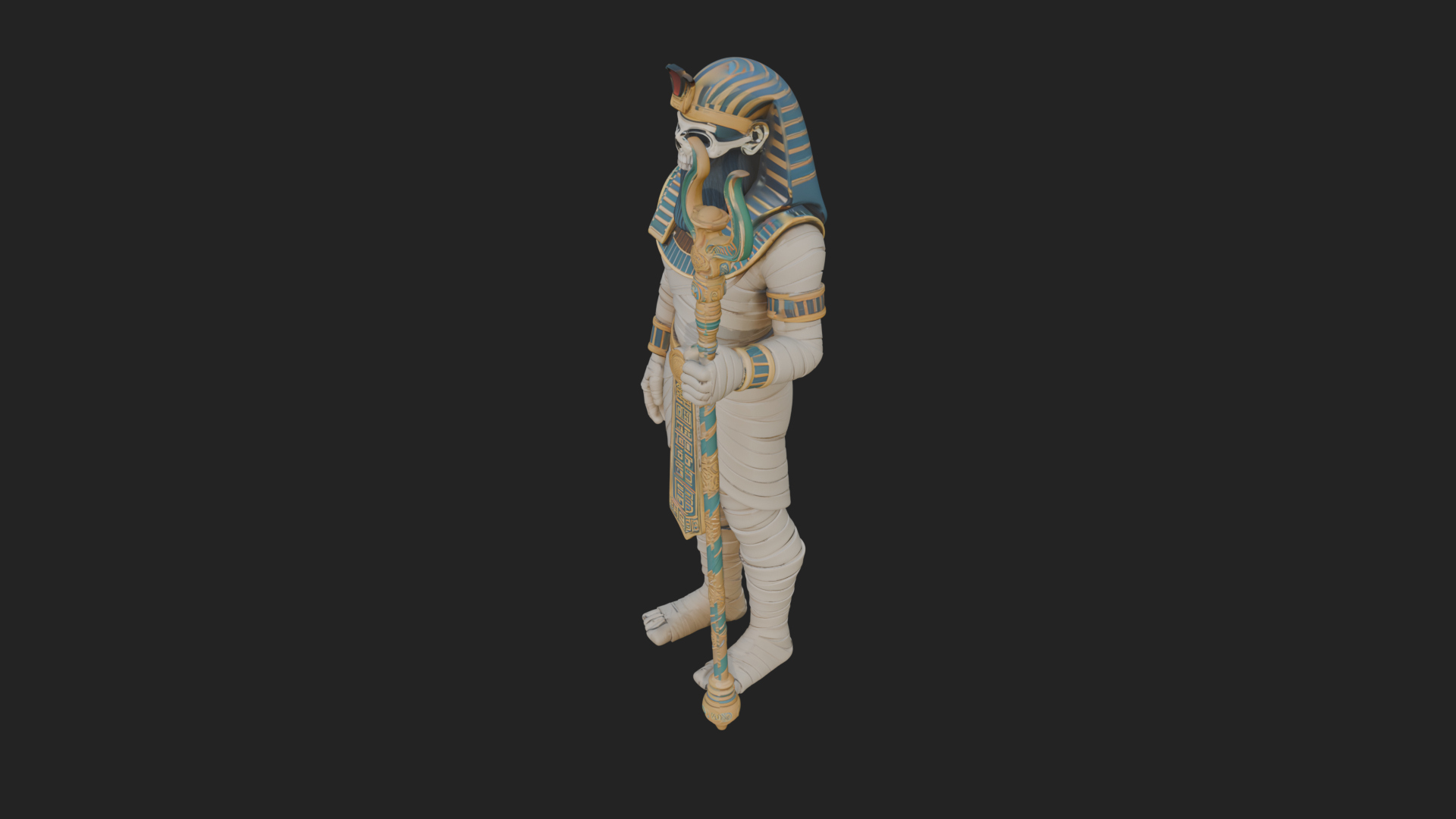 Crowned Mummy Pharaoh Statue Design 6 3D Print Model 3D Model