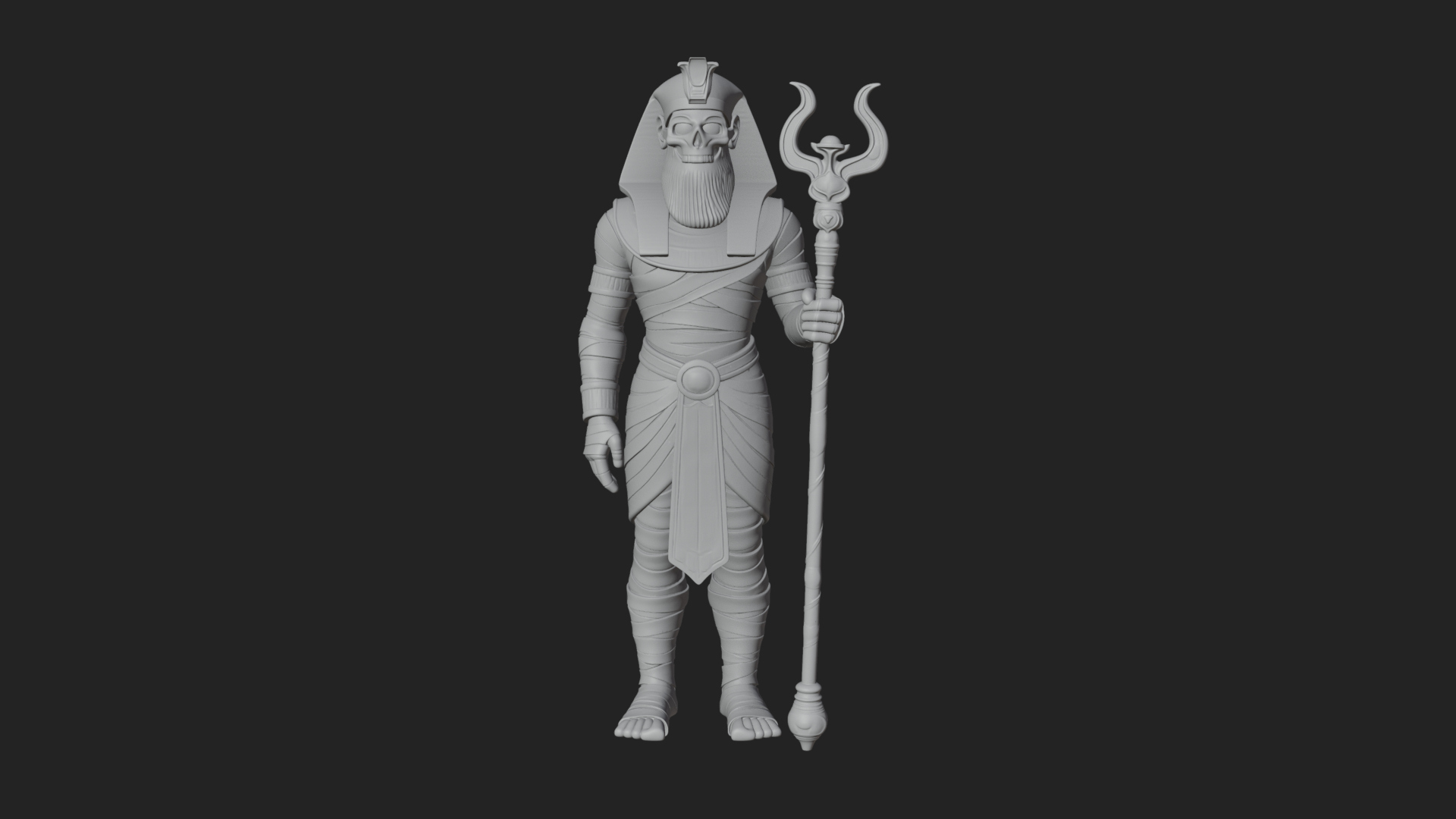 Crowned Mummy Pharaoh Statue Design 6 3D Print Model 3D Model