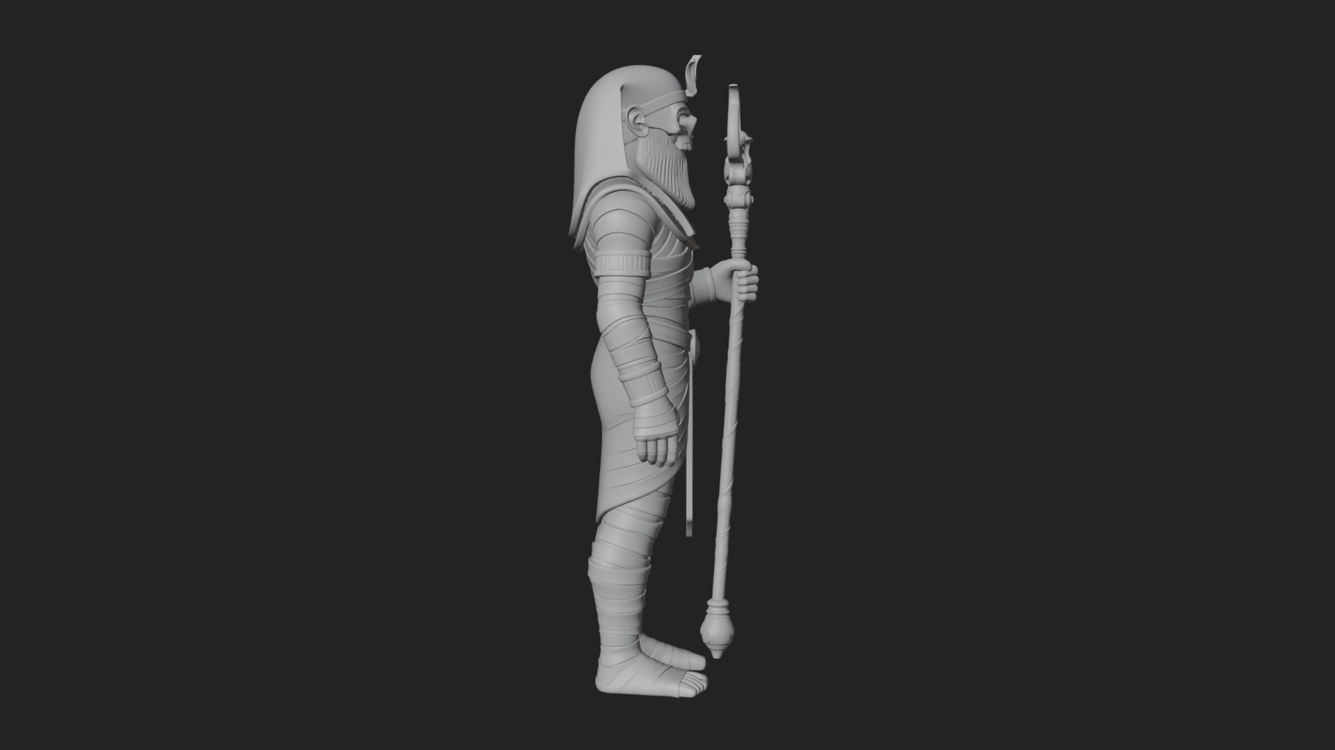 Crowned Mummy Pharaoh Statue Design 6 3D Print Model 3D Model