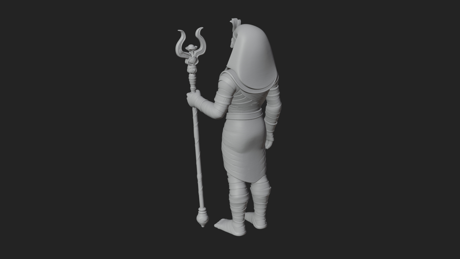 Crowned Mummy Pharaoh Statue Design 6 3D Print Model 3D Model