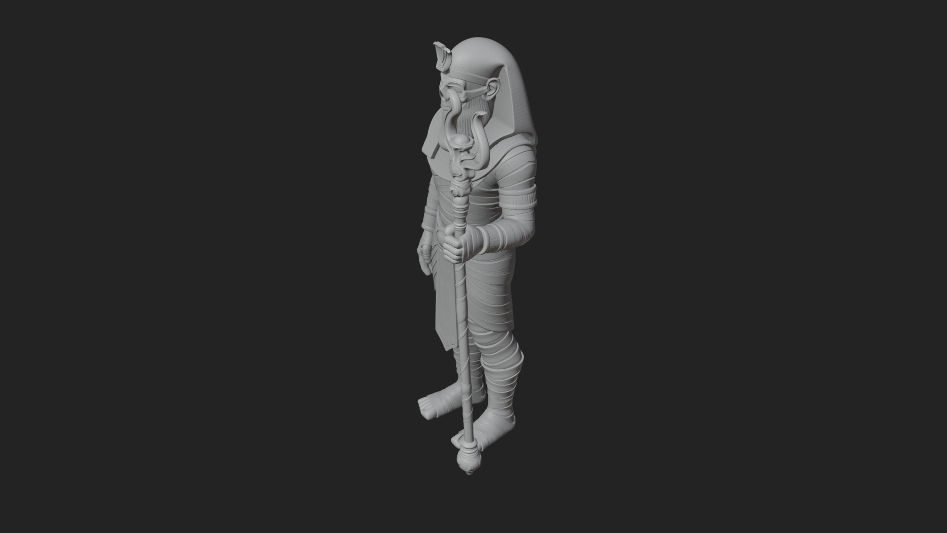Crowned Mummy Pharaoh Statue Design 6 3D Print Model 3D Model