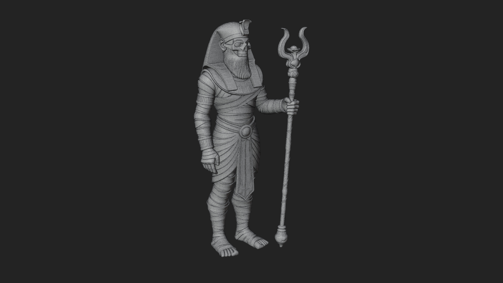 Crowned Mummy Pharaoh Statue Design 6 3D Print Model 3D Model