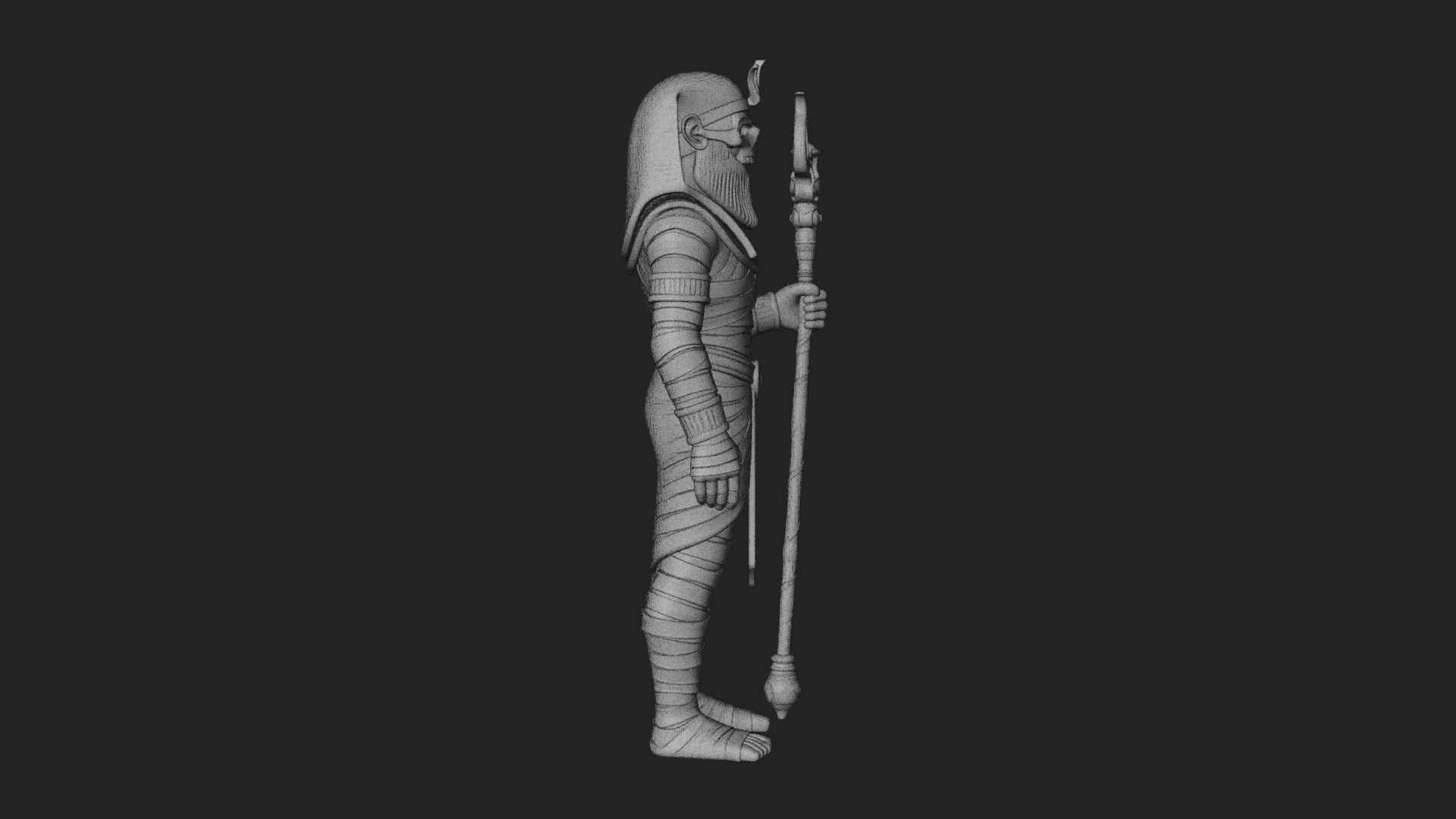 Crowned Mummy Pharaoh Statue Design 6 3D Print Model 3D Model