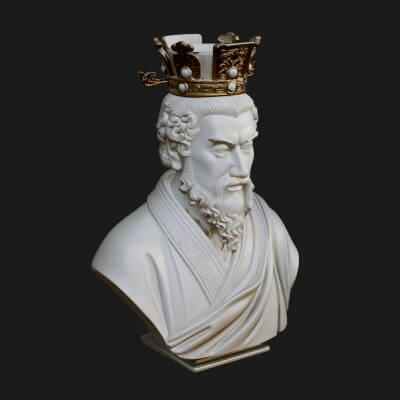 Crowned Philosopher Bust Statue Design 3 3D Print Model