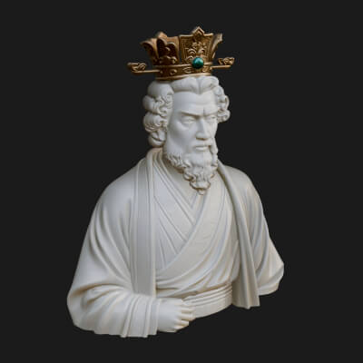 Crowned Philosopher Bust Statue Design 4 3D Print Model