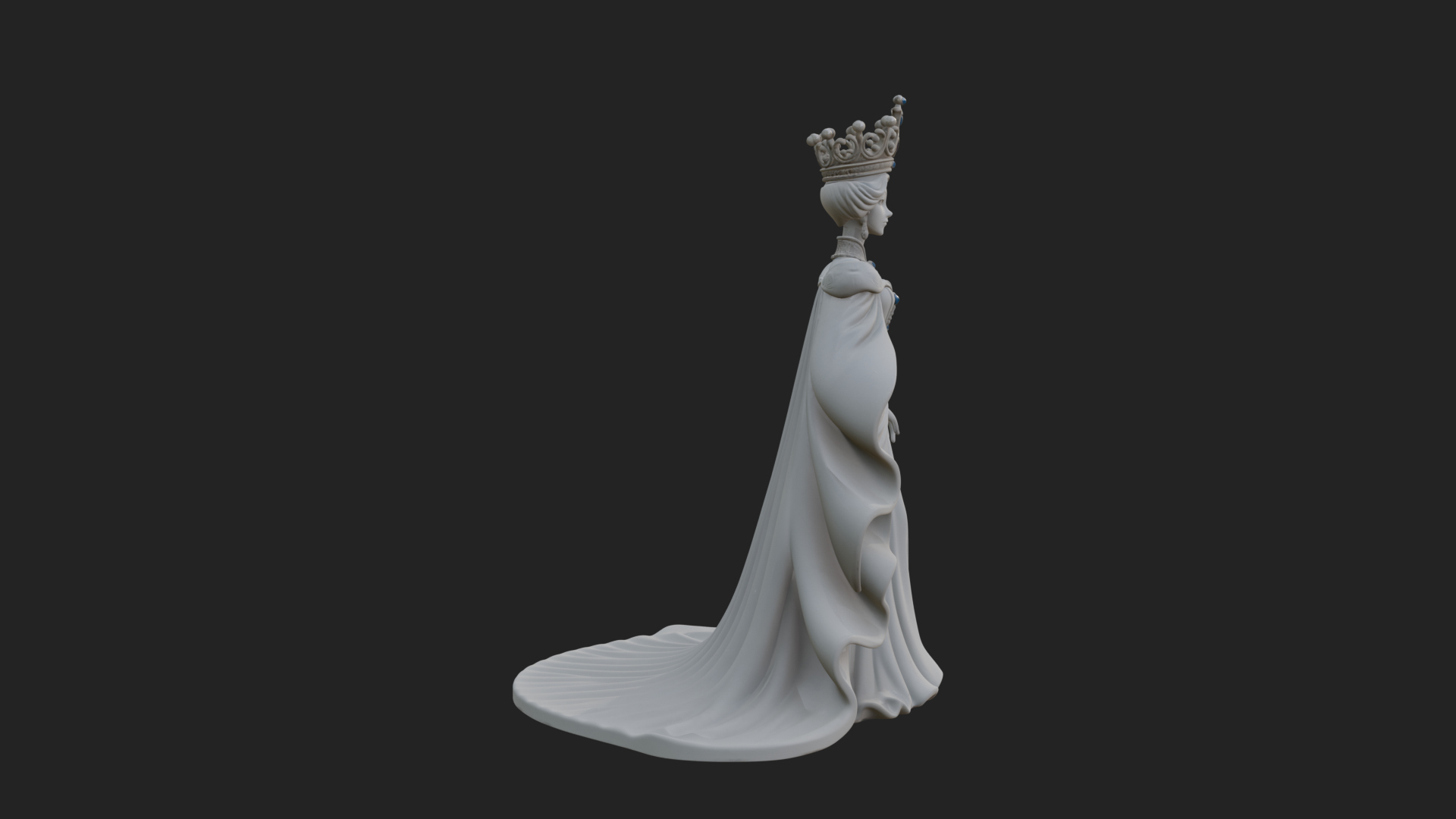 Crowned Royal Queen Statue Design 1 3D Print Model 3D Model