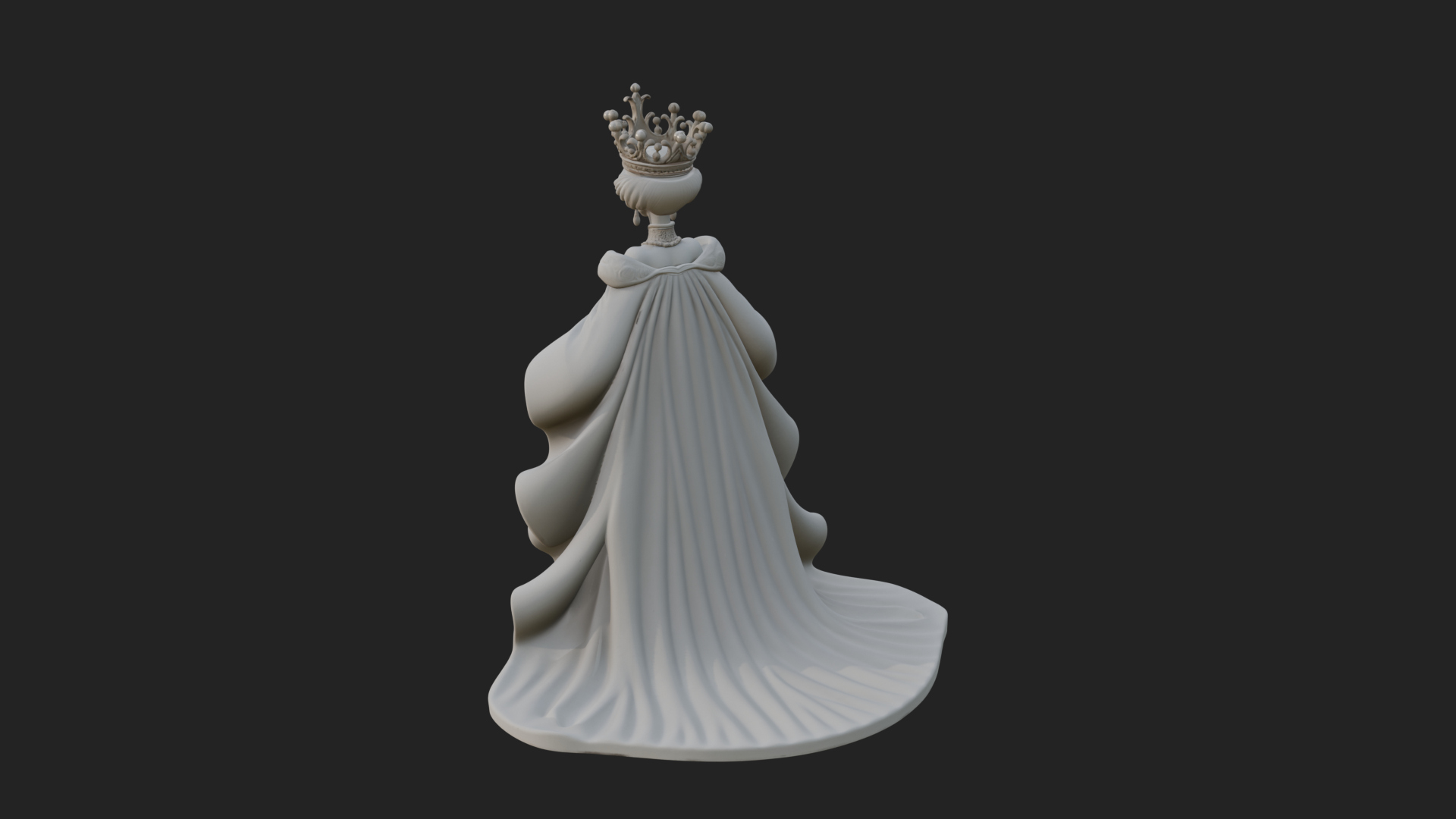 Crowned Royal Queen Statue Design 1 3D Print Model 3D Model
