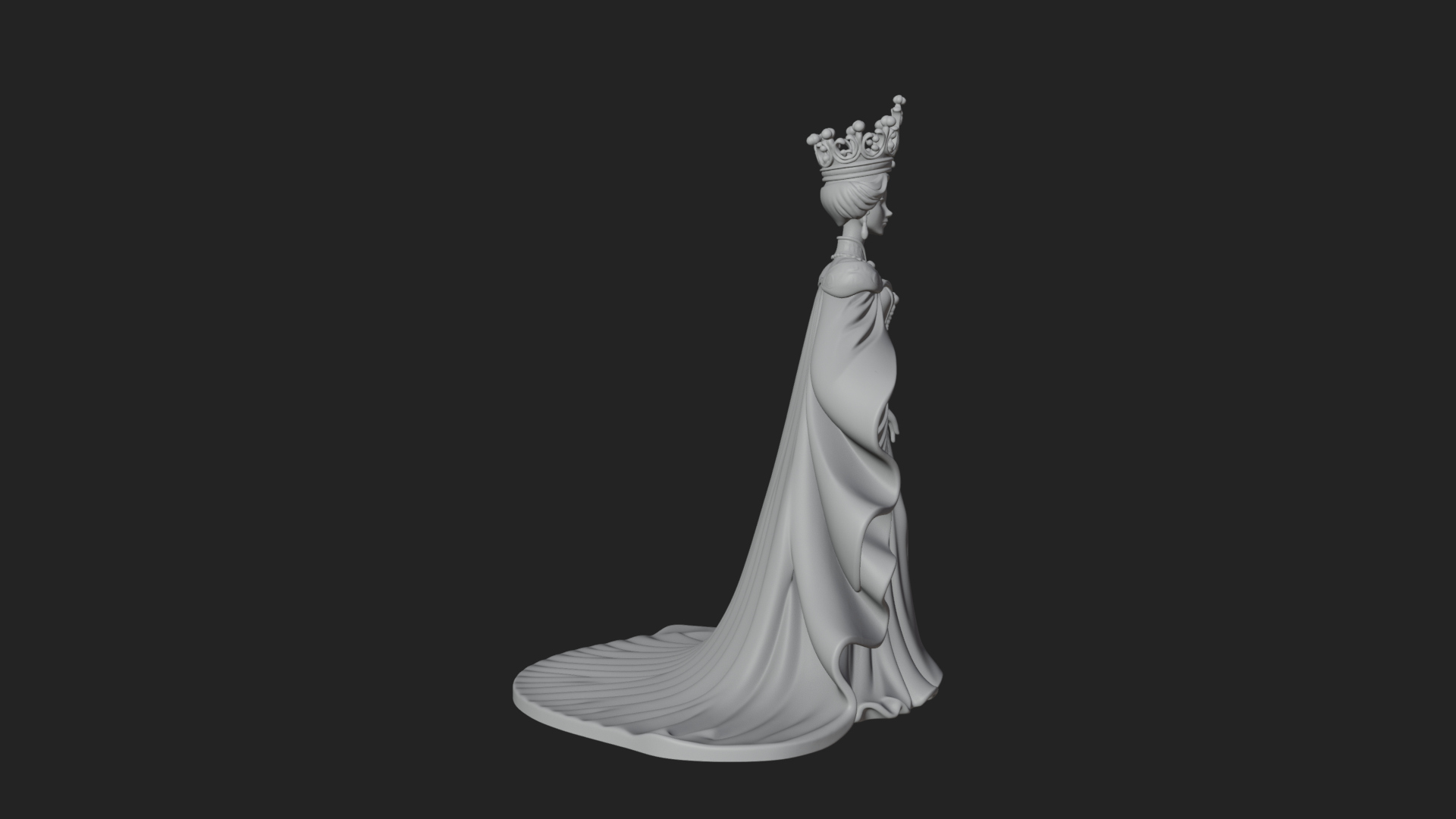 Crowned Royal Queen Statue Design 1 3D Print Model 3D Model
