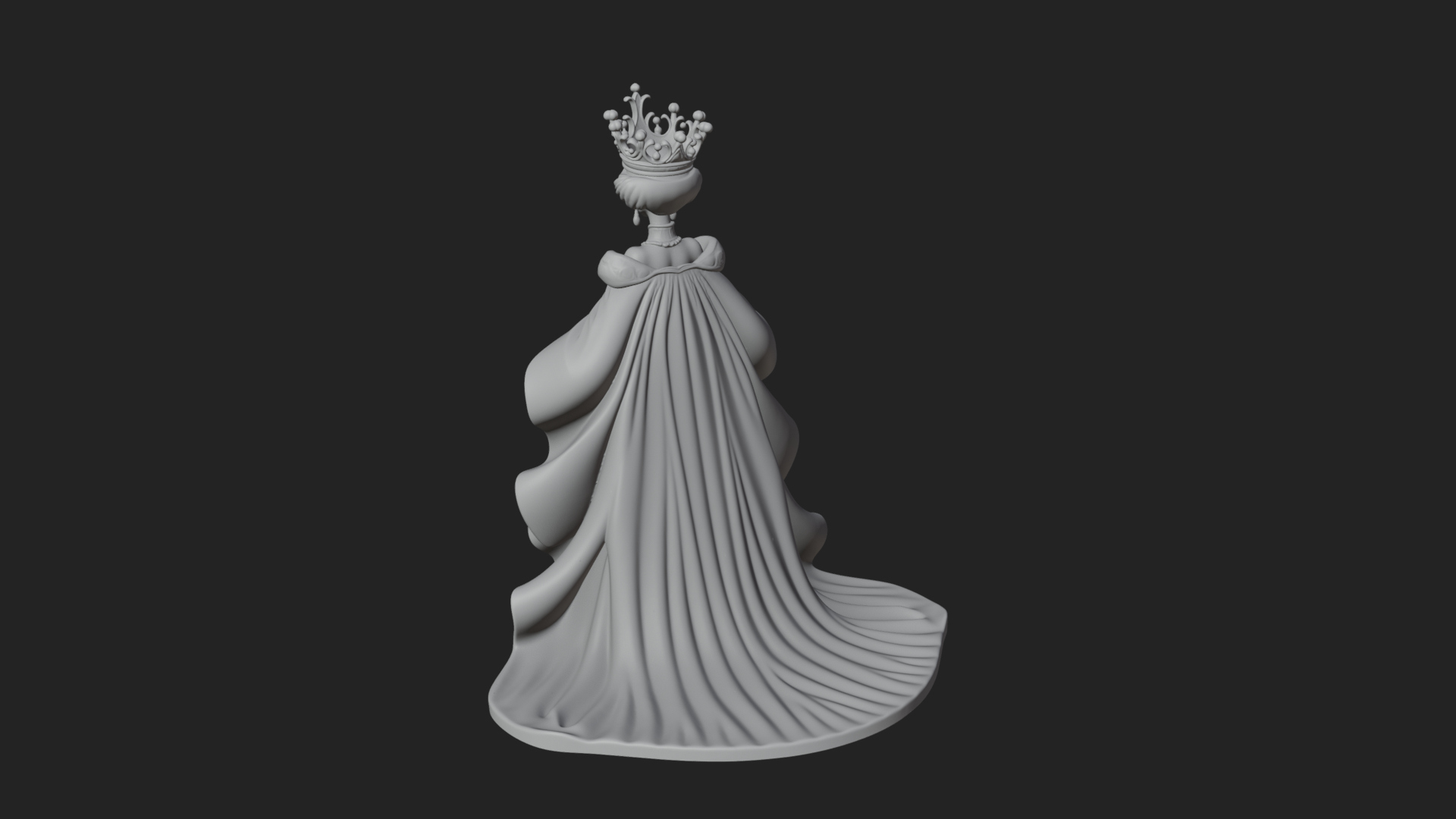 Crowned Royal Queen Statue Design 1 3D Print Model 3D Model