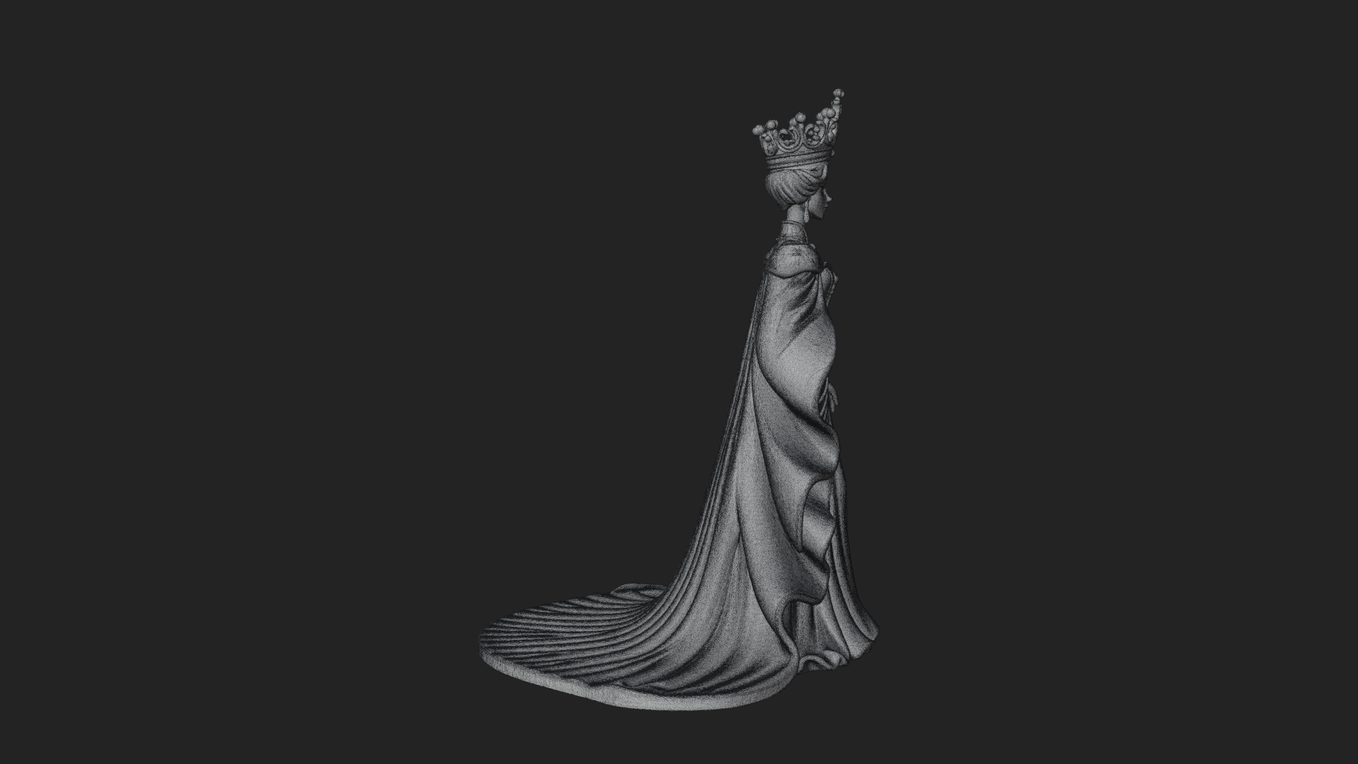 Crowned Royal Queen Statue Design 1 3D Print Model 3D Model