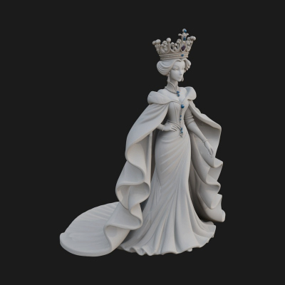 Crowned Royal Queen Statue Design 1 3D Print Model