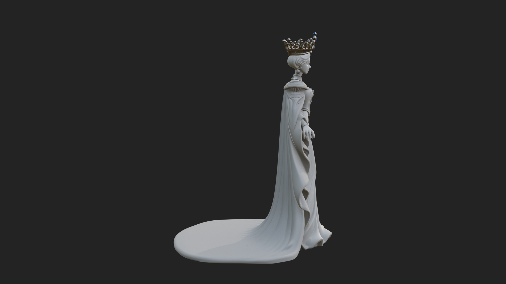 Crowned Royal Queen Statue Design 2 3D Print Model 3D Model