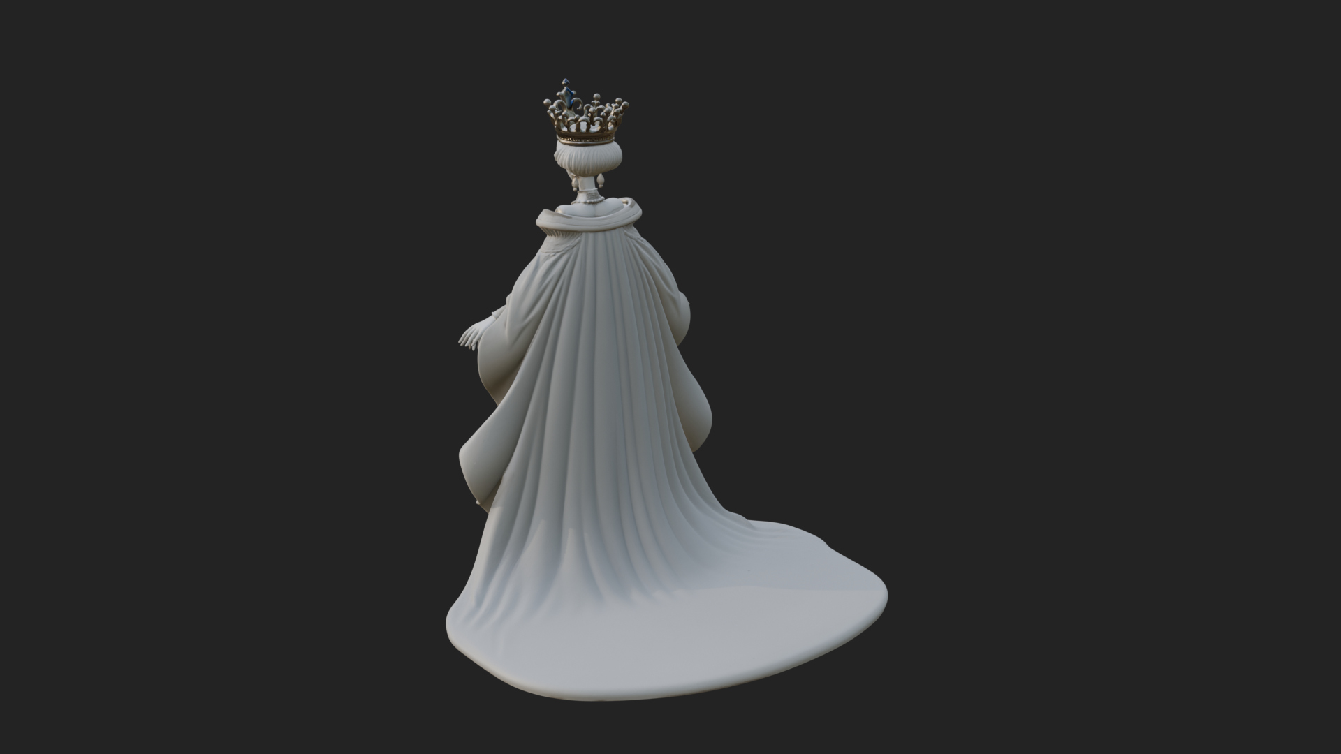 Crowned Royal Queen Statue Design 2 3D Print Model 3D Model