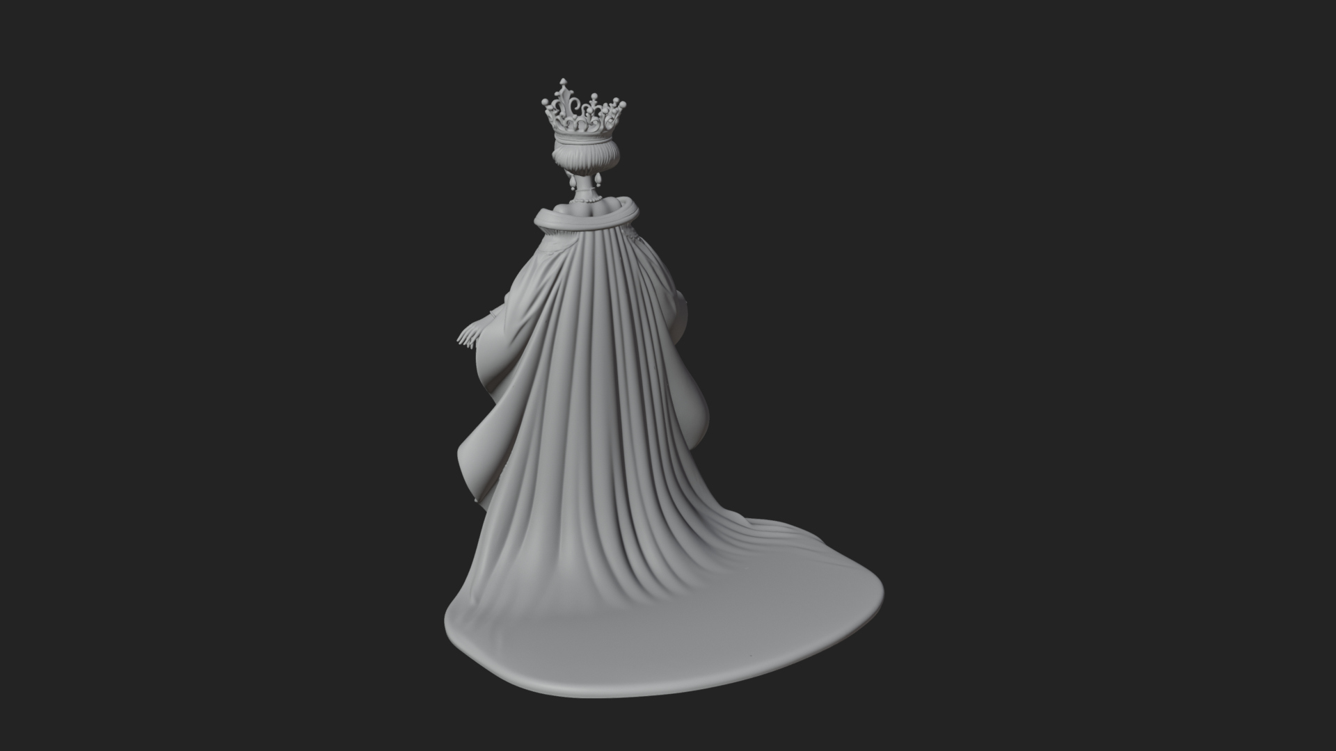 Crowned Royal Queen Statue Design 2 3D Print Model 3D Model