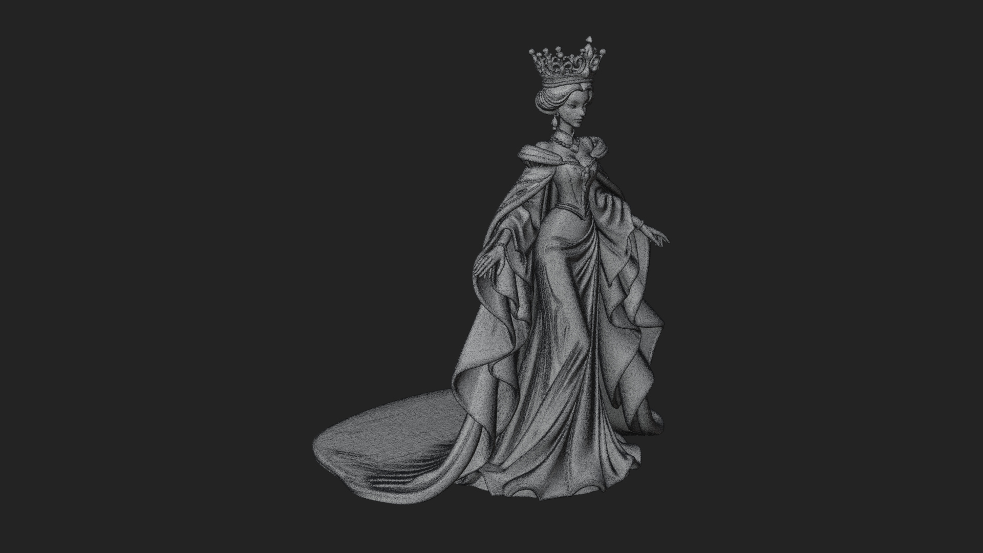 Crowned Royal Queen Statue Design 2 3D Print Model 3D Model