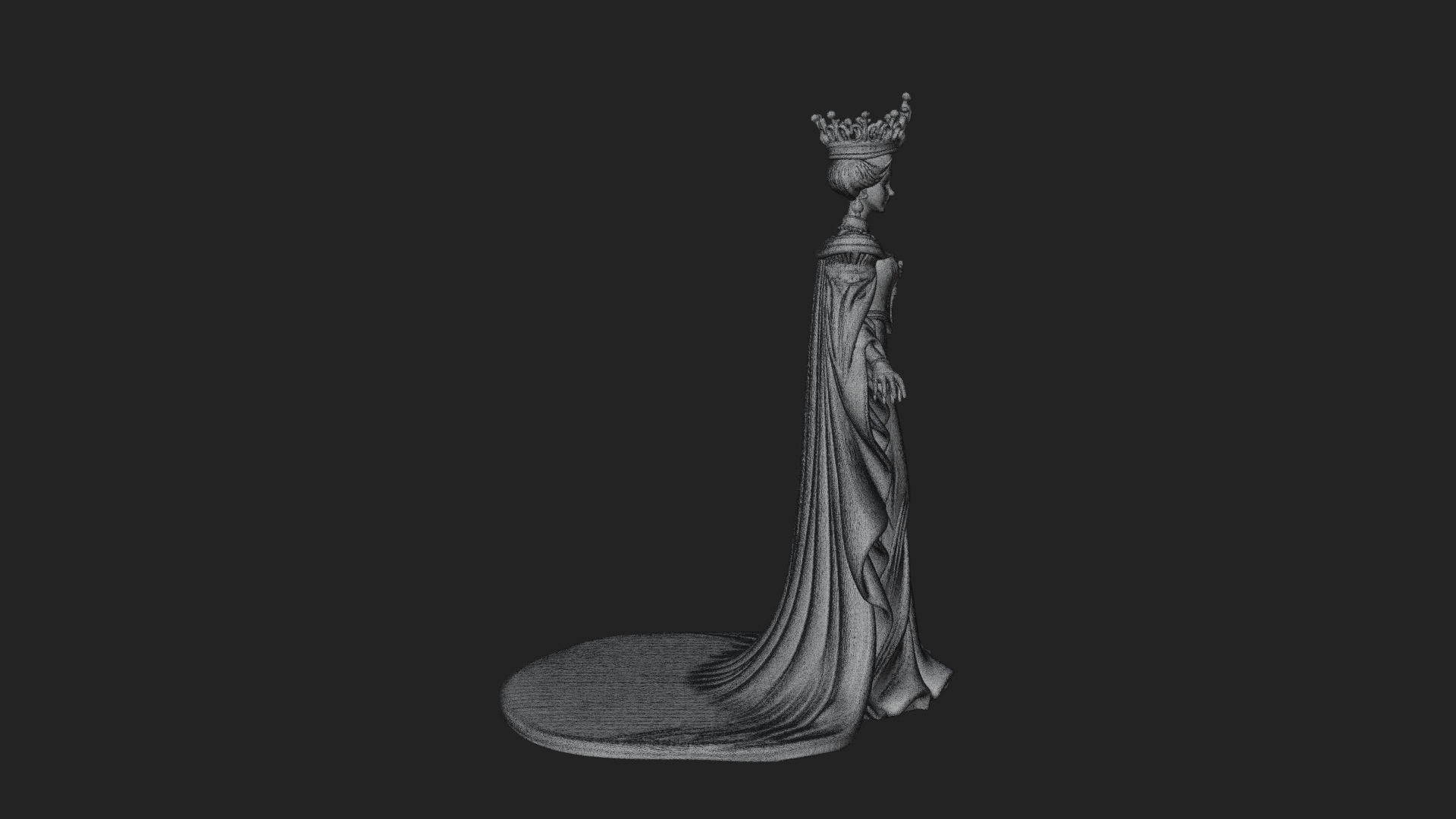 Crowned Royal Queen Statue Design 2 3D Print Model 3D Model