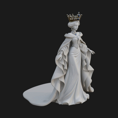 Crowned Royal Queen Statue Design 2 3D Print Model