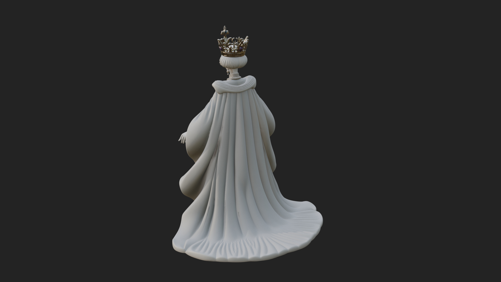 Crowned Royal Queen Statue Design 3 3D Print Model 3D Model