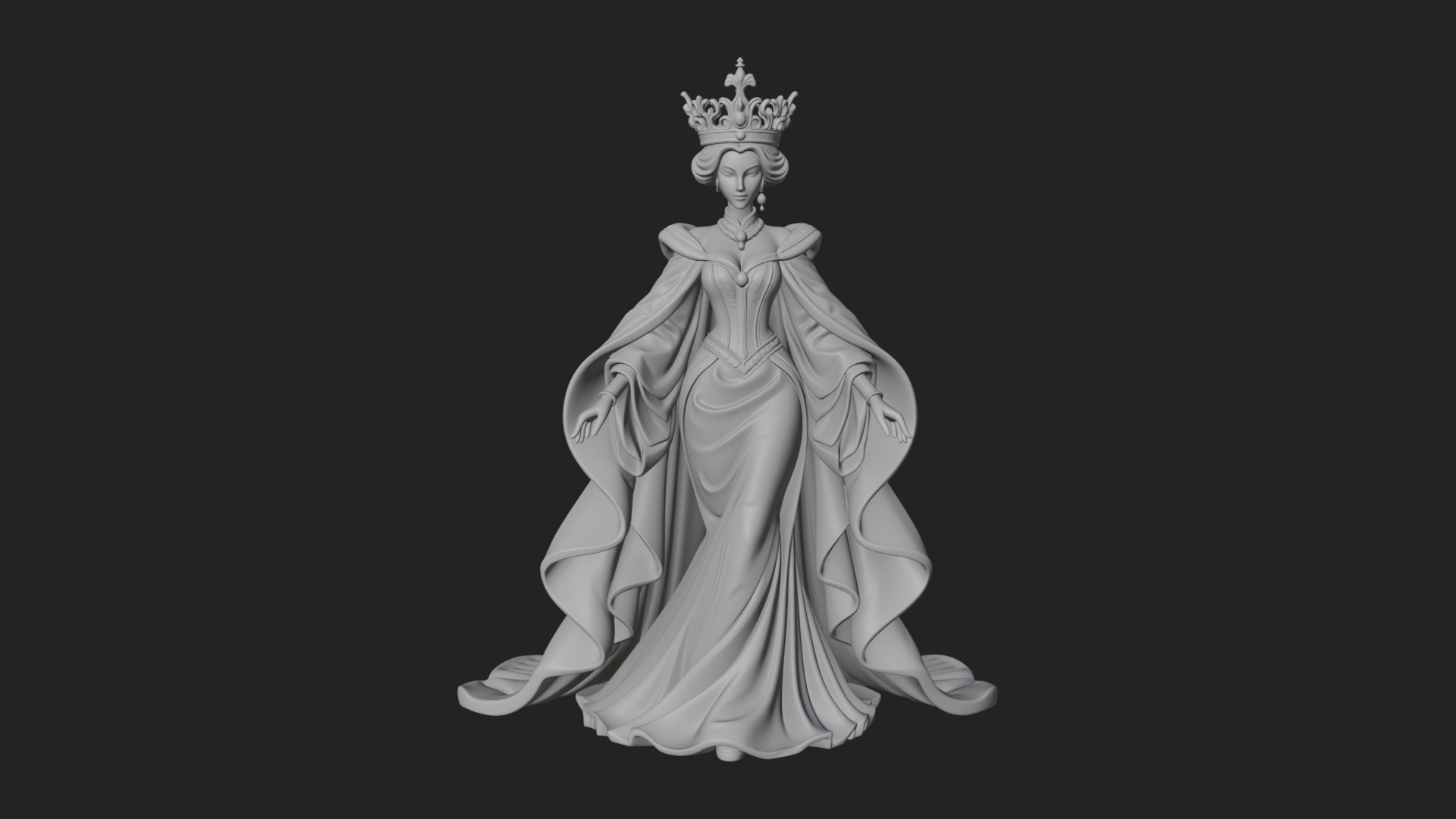 Crowned Royal Queen Statue Design 3 3D Print Model 3D Model