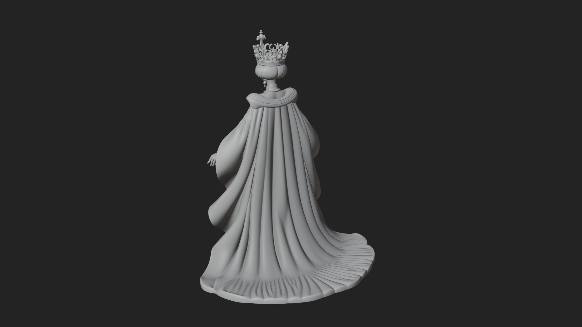 Crowned Royal Queen Statue Design 3 3D Print Model 3D Model