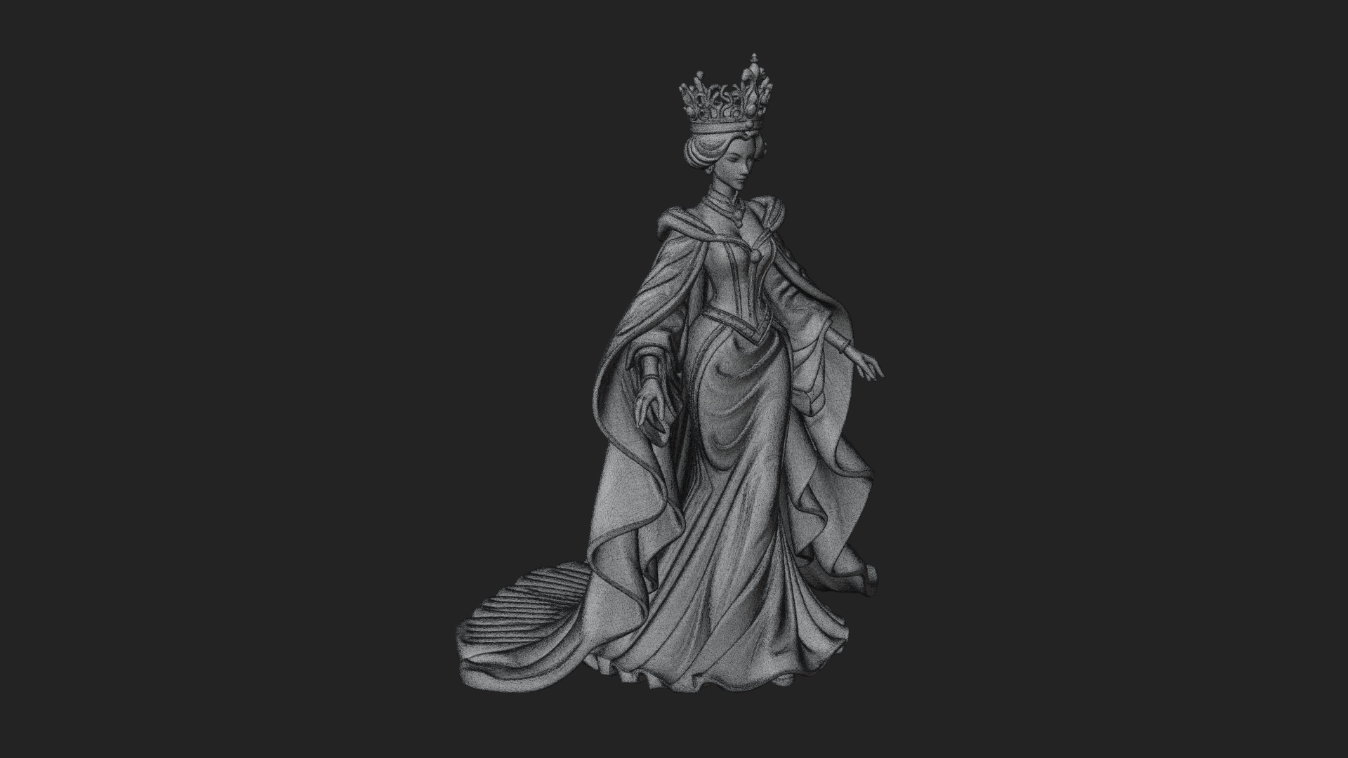 Crowned Royal Queen Statue Design 3 3D Print Model 3D Model