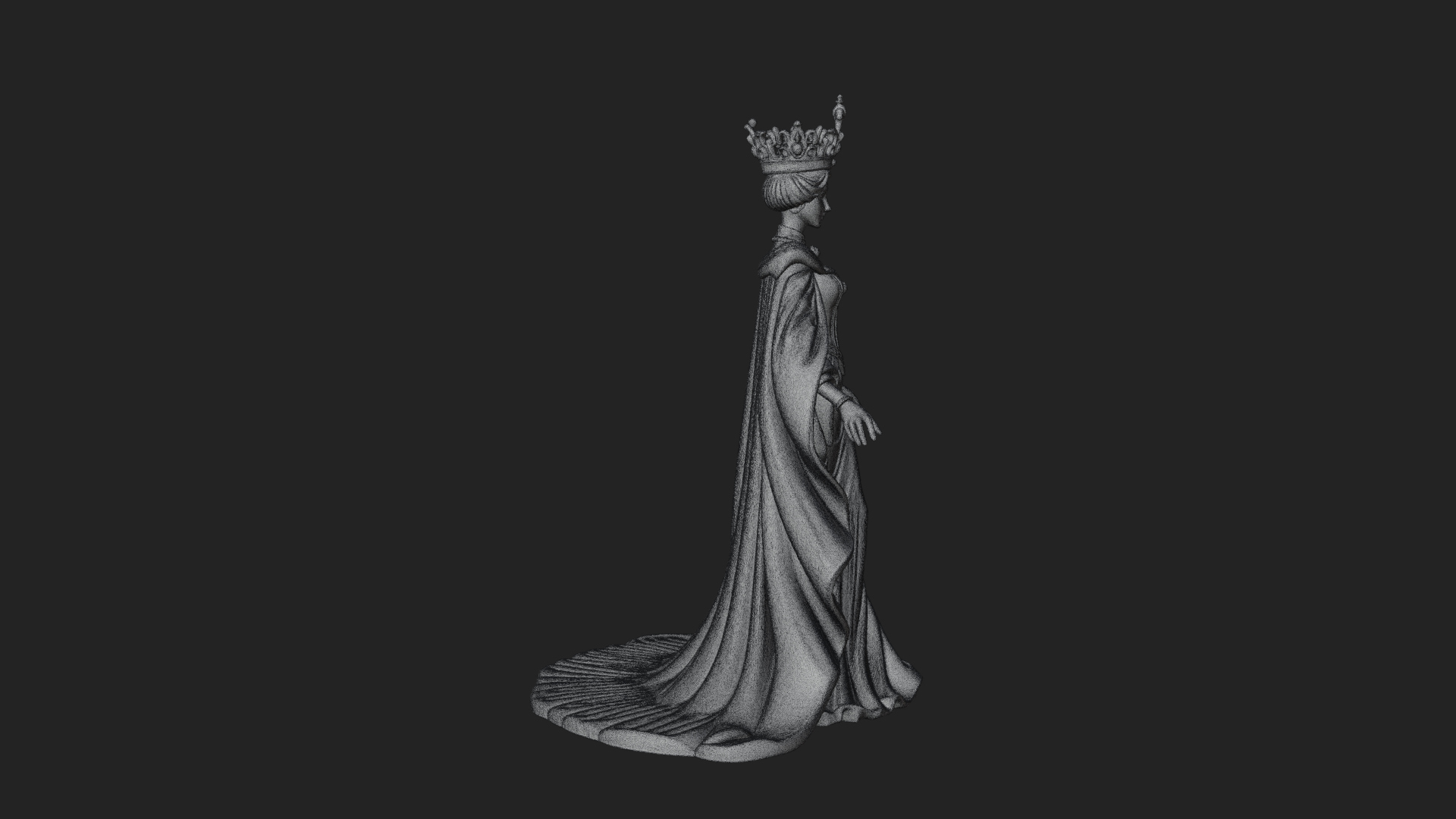 Crowned Royal Queen Statue Design 3 3D Print Model 3D Model