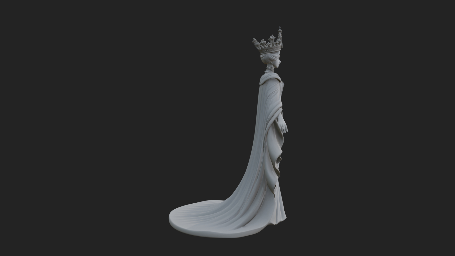 Crowned Royal Queen Statue Design 4 3D Print Model 3D Model