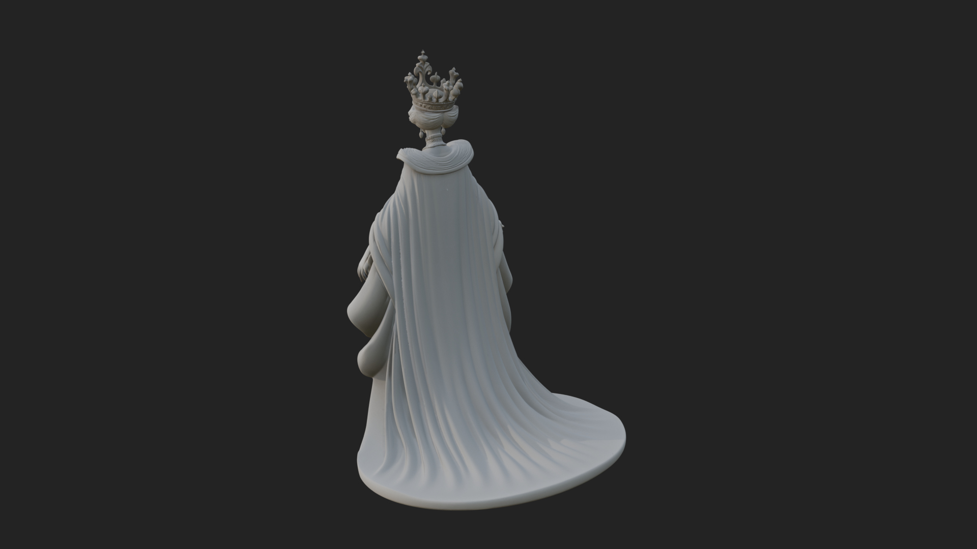 Crowned Royal Queen Statue Design 4 3D Print Model 3D Model