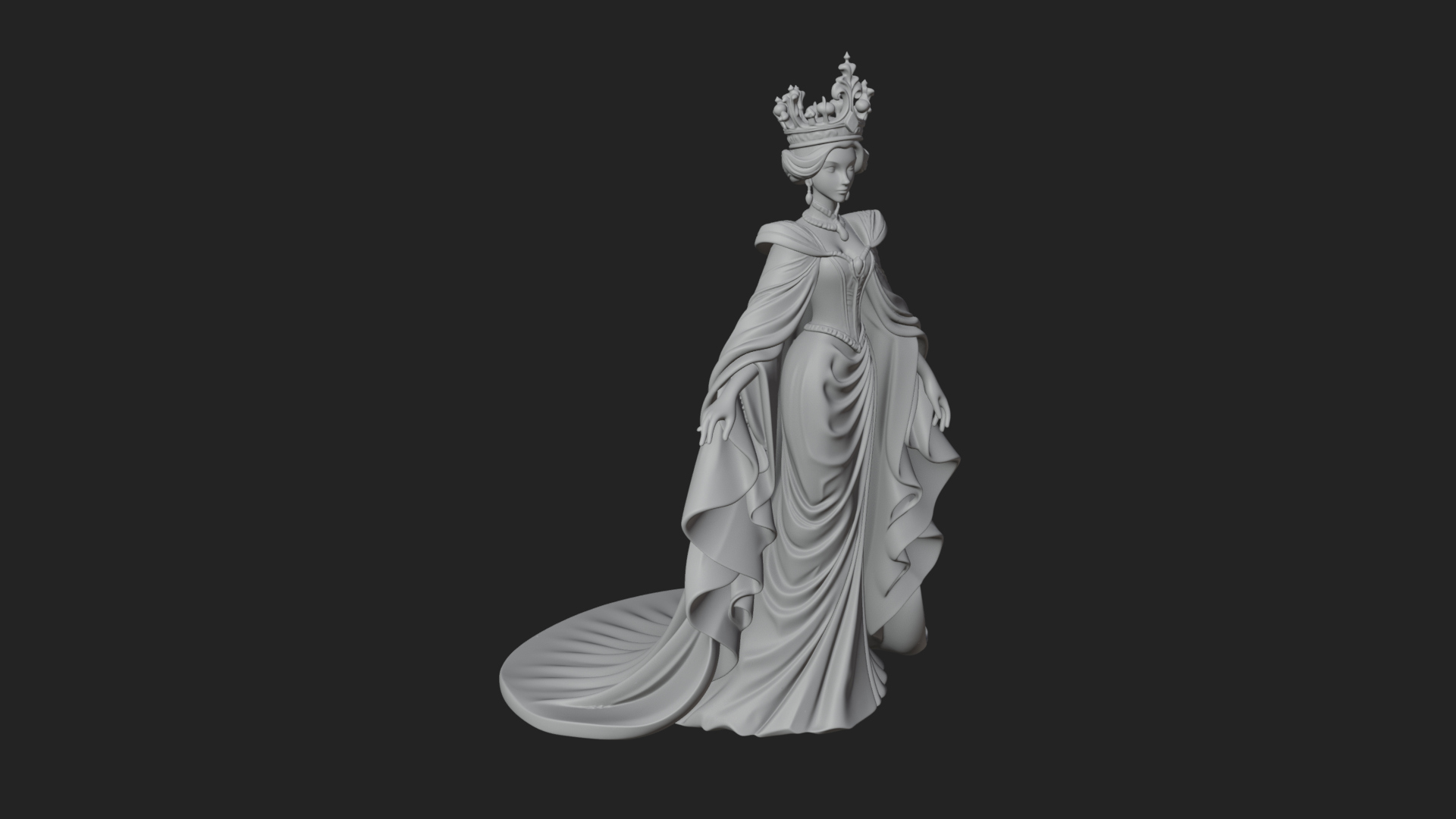 Crowned Royal Queen Statue Design 4 3D Print Model 3D Model
